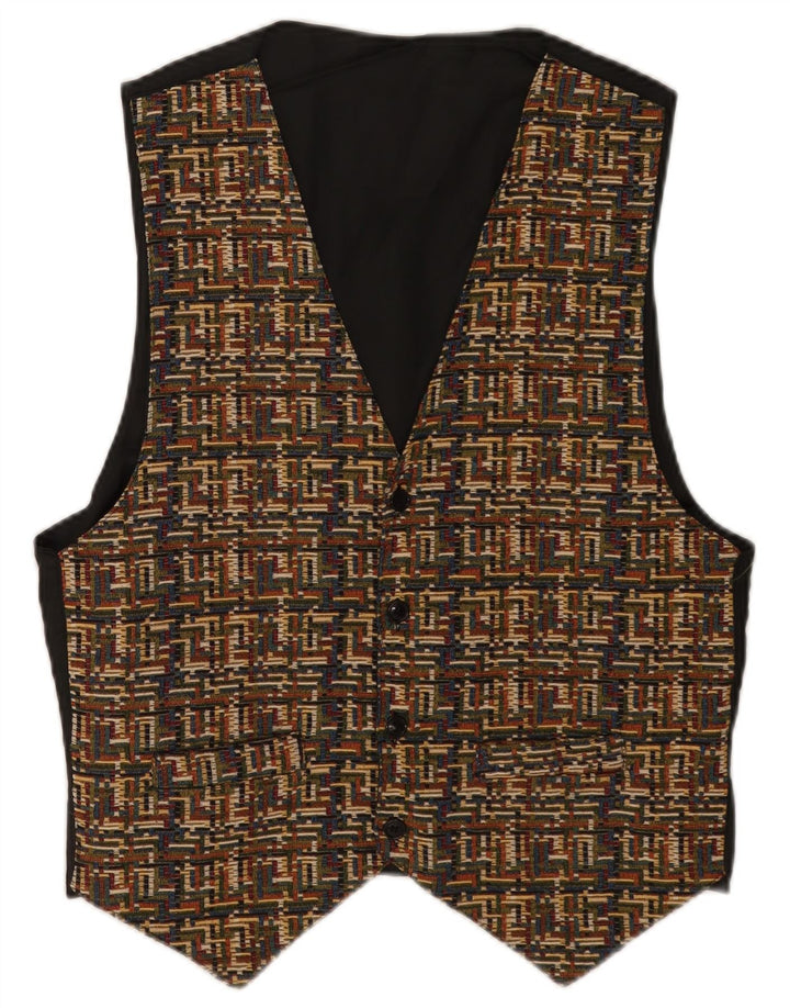 Chaleco vintage para hombre poliéster geométrico marrón grande