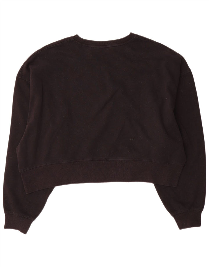 Dkny Mujer Crop Oversize Sudadera Jumper UK 10 Pequeño Algodón Negro