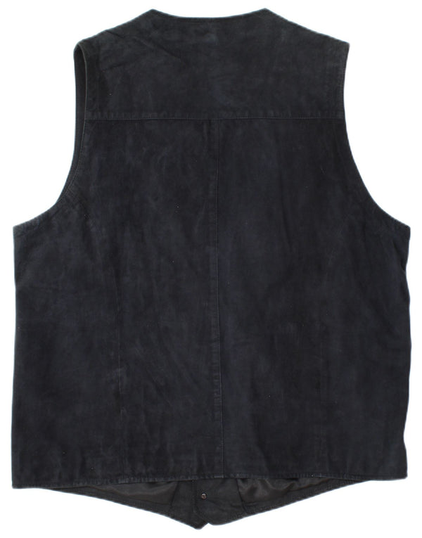 Banjara Chaleco de ante para hombre IT 56 XL Cuero azul marino