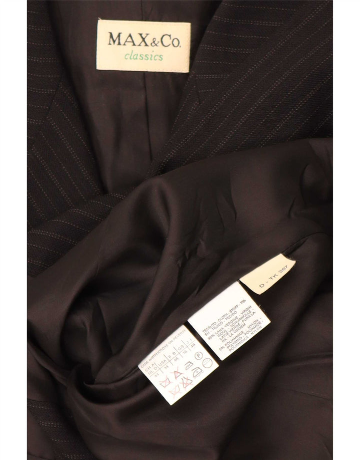 Max & Co. Chaqueta tipo blazer de 4 botones para mujer UK 46 Grande Lana a rayas negras