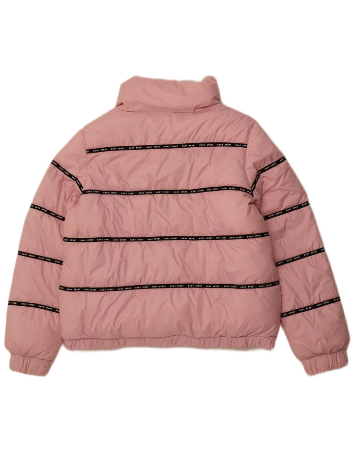 DKNY Chaqueta acolchada gráfica para mujer UK 46 Poliéster a rayas rosa grande