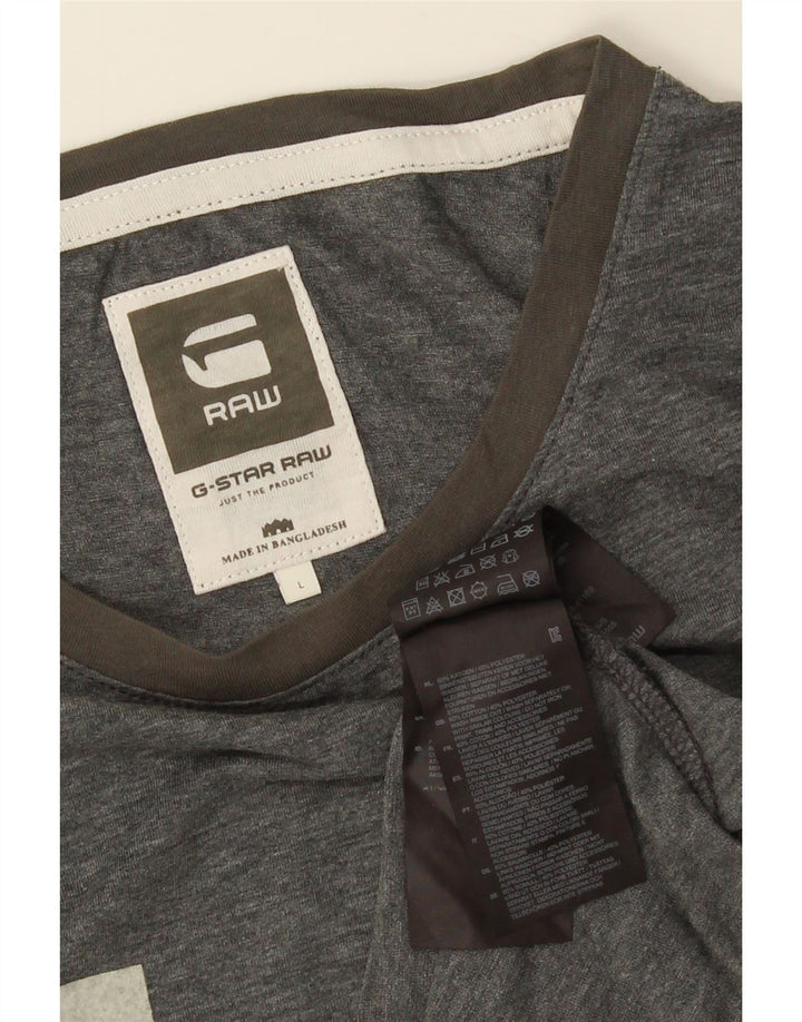 G-STAR Camiseta gráfica para hombre Top grande de algodón gris