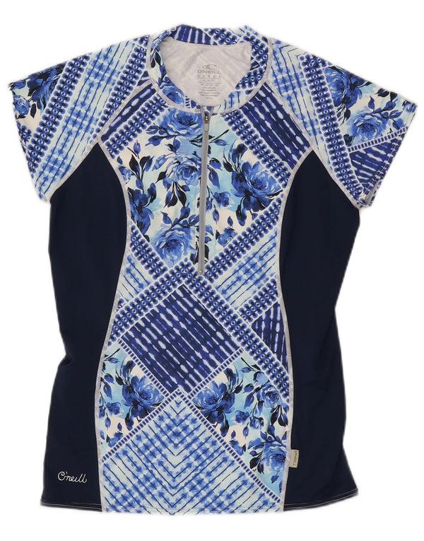 O'Neill Camiseta gráfica con cuello y cremallera para mujer UK 40 Large Azul marino Floral