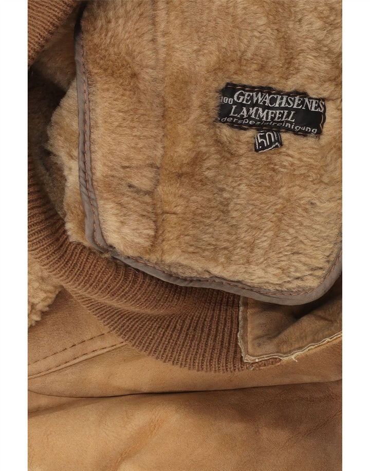 Vintage hombres bombardero shearling chaqueta EU 50 grande beige shearling