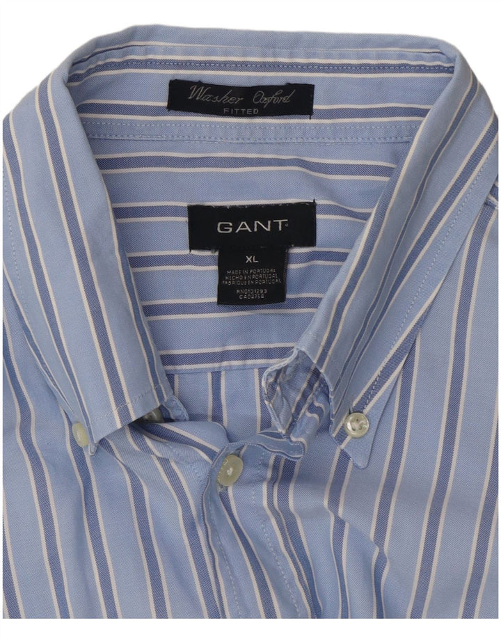 Camisa Gant Hombre XL Algodón A Rayas Azul