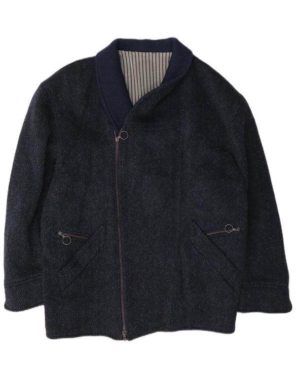 Nazareno Gabrielli Abrigo con cremallera para hombre UK 40 Large Azul marino Espiga