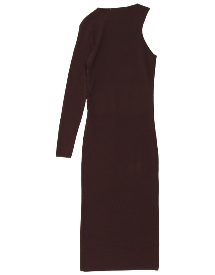 Zara Vestido De Un Hombro Para Mujer UK 42 Marrón Medio