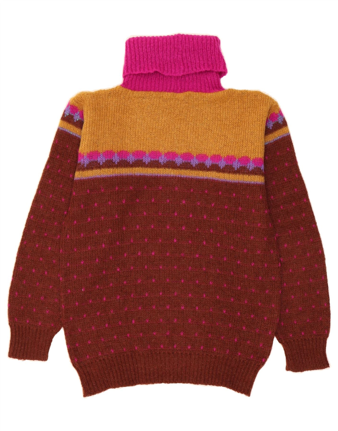 VINTAGE Womens Roll Neck Jumper Sweater IT 44 Medium Multicoloured Vintage Vintage and Second-Hand Vintage from Messina Hembry 