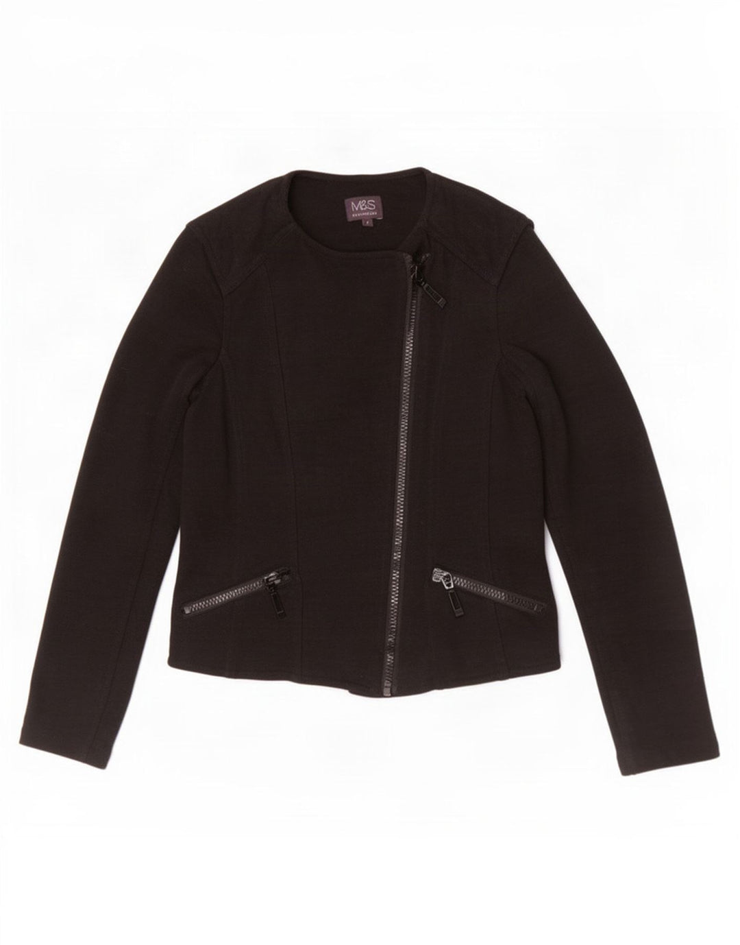 Marks & Spencer Chaqueta Racer para Mujer UK 8 Small Algodón Negro