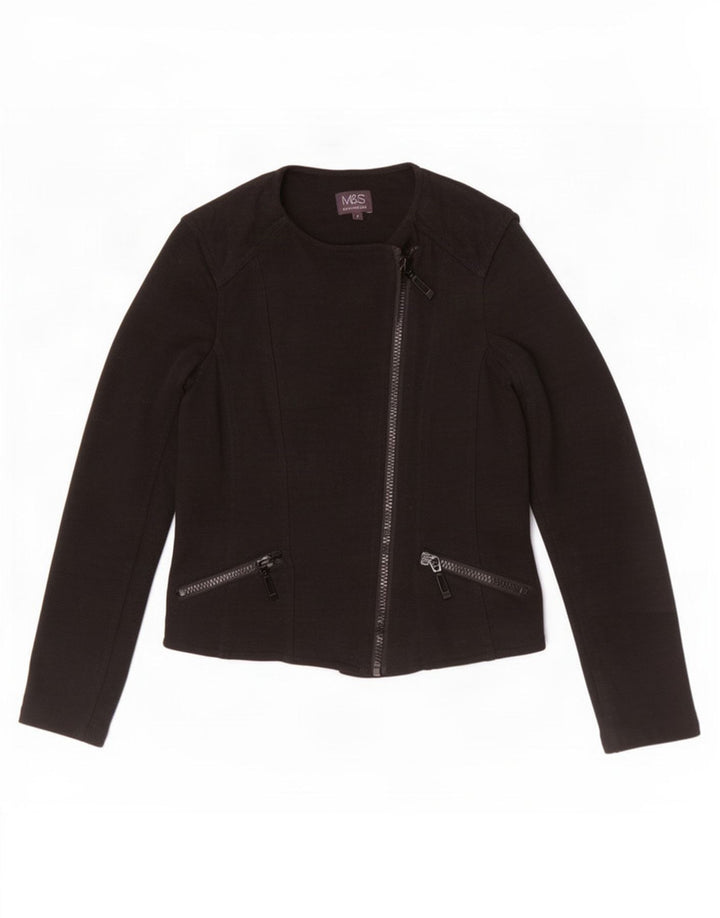Marks & Spencer Chaqueta Racer para Mujer UK 8 Small Algodón Negro