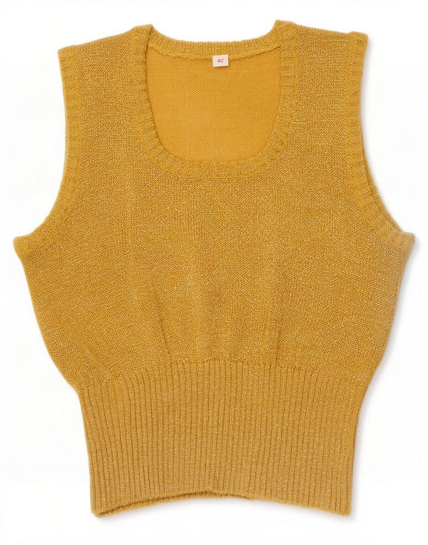 Vintage mujer crop chaleco camiseta sin mangas IT 42 oro medio
