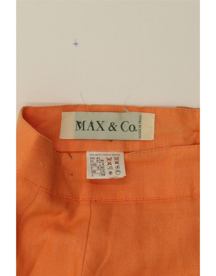 MAX & CO. Womens Pencil Skirt UK 12 Medium W28 Orange Linen Vintage Max & Co. and Second-Hand Max & Co. from Messina Hembry 
