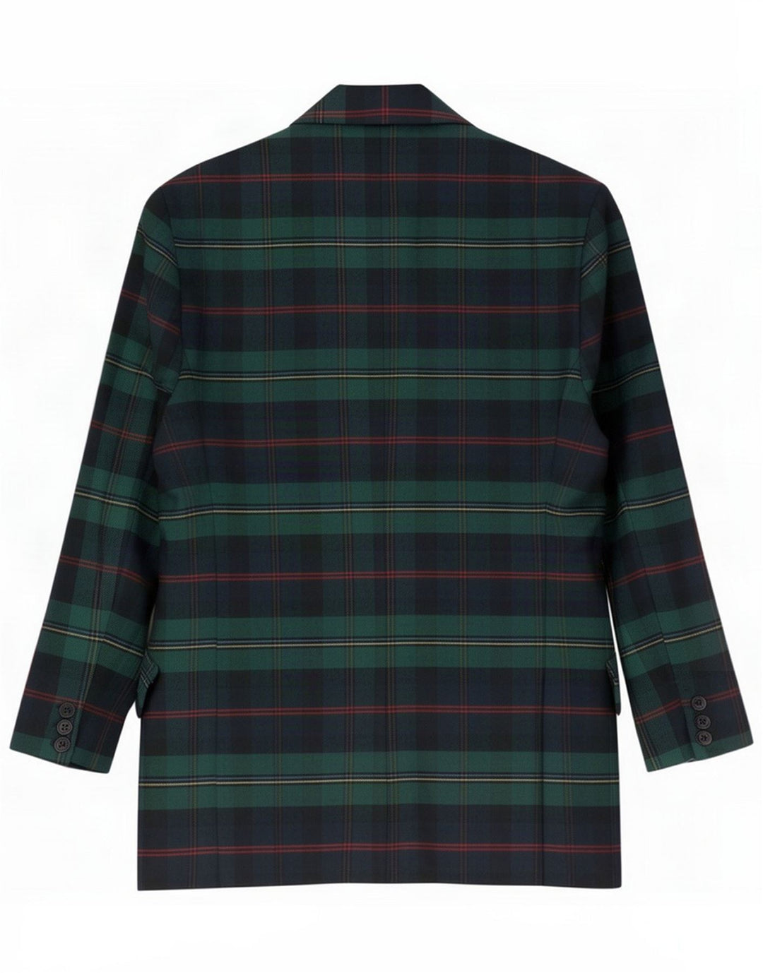 Chaqueta Blazer de 2 Botones Benetton IT 42 Poliéster Cuadros Verde Medio