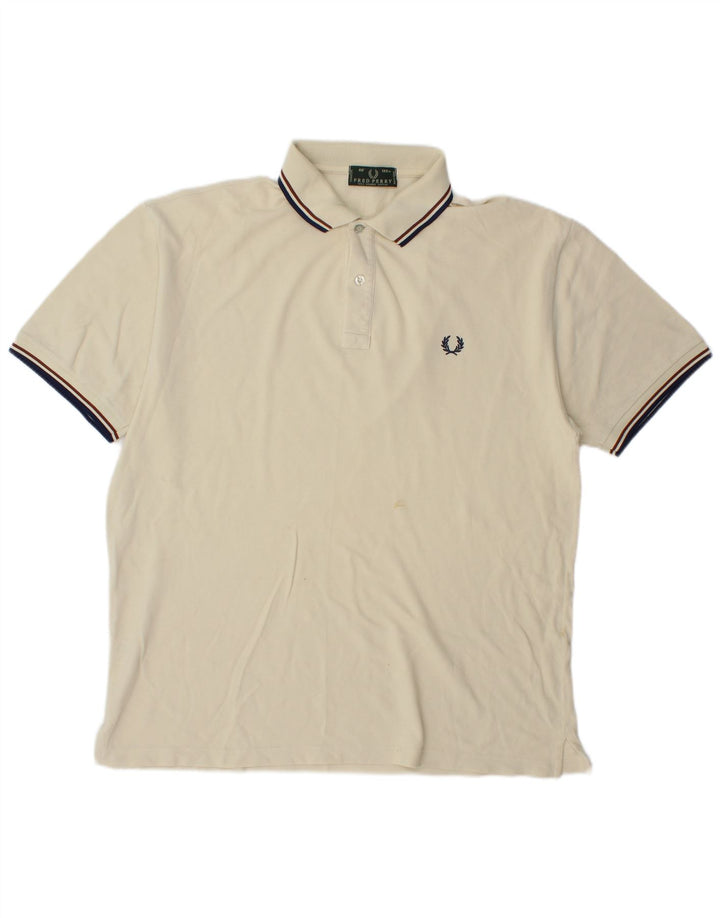 Fred Perry Polo Para Hombre Grande De Algodón Blanco Roto