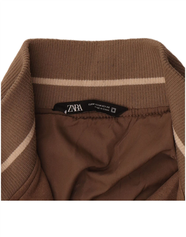 ZARA Hombre Cazadora Bomber De Ante UK 38 Marrón Medio