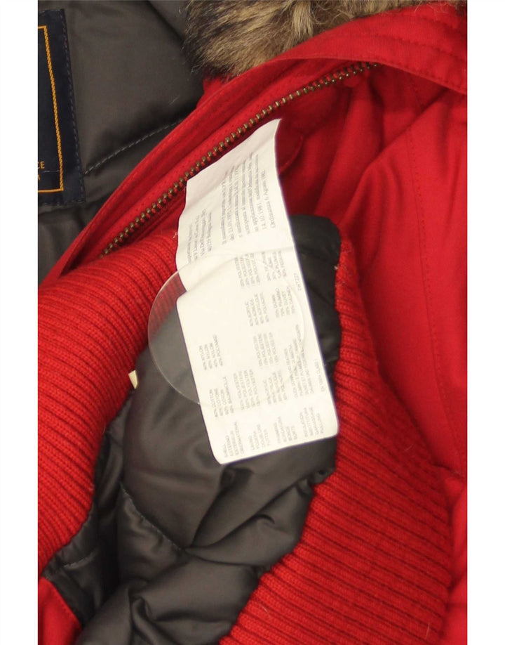 Woolrich Chaqueta acolchada con capucha para mujer Reino Unido 44 Grande Algodón rojo