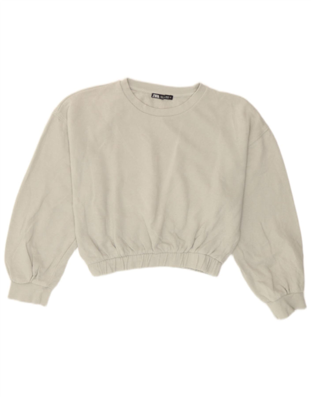 Zara Mujer Crop Sudadera Jumper UK 44 Algodón Gris Medio