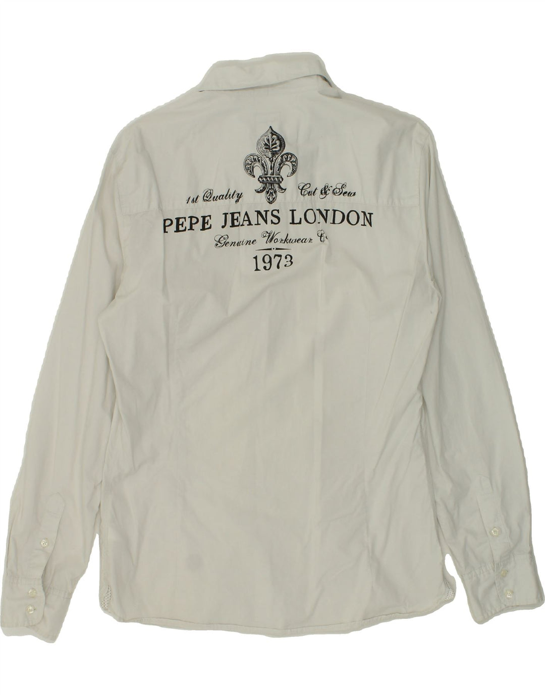 PEPE JEANS Mens Slim Fit Graphic Shirt Medium White Cotton Vintage PEPE Jeans and Second-Hand PEPE Jeans from Messina Hembry 