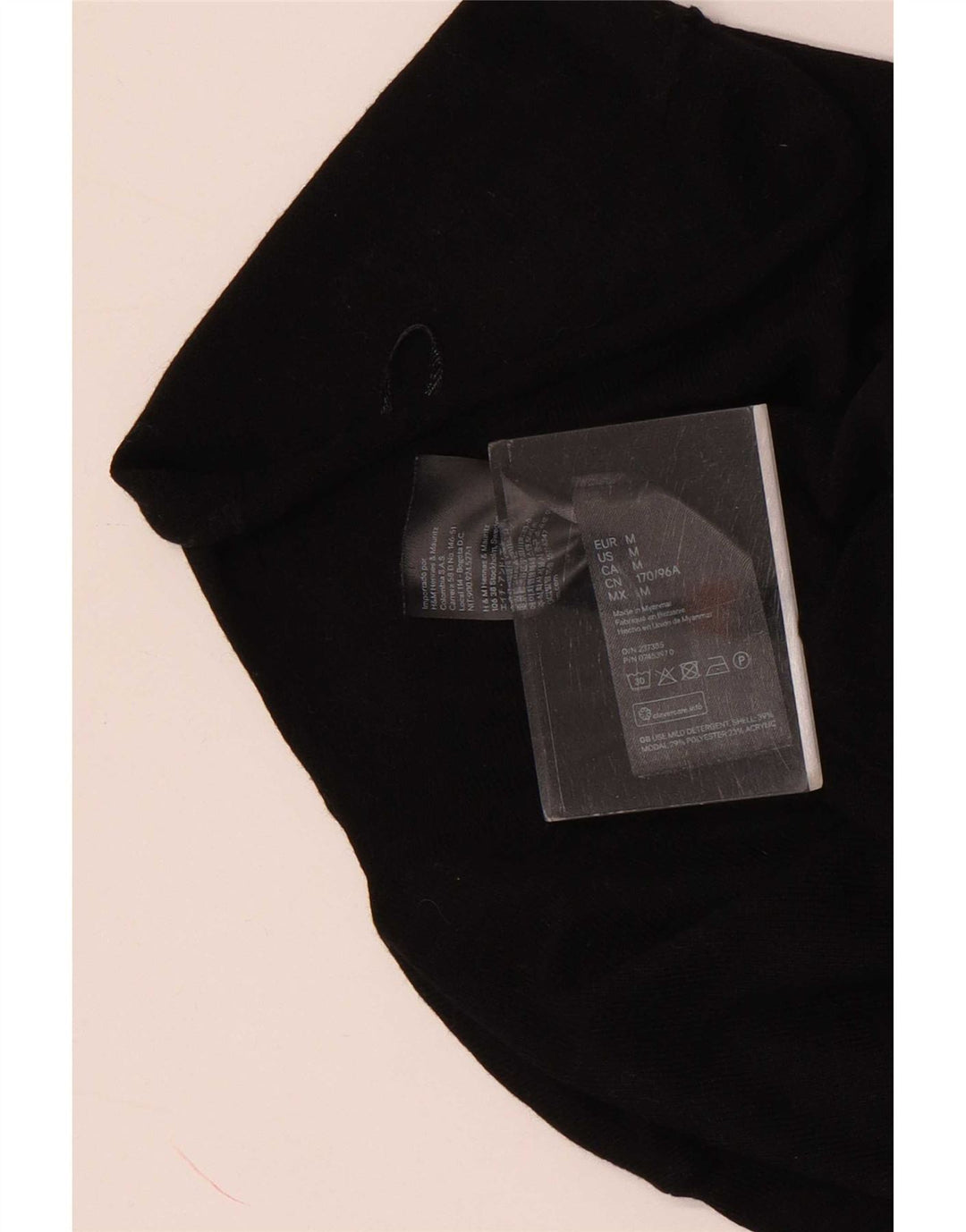 H&M Top de mujer de manga larga UK 44 Medium Black Modal