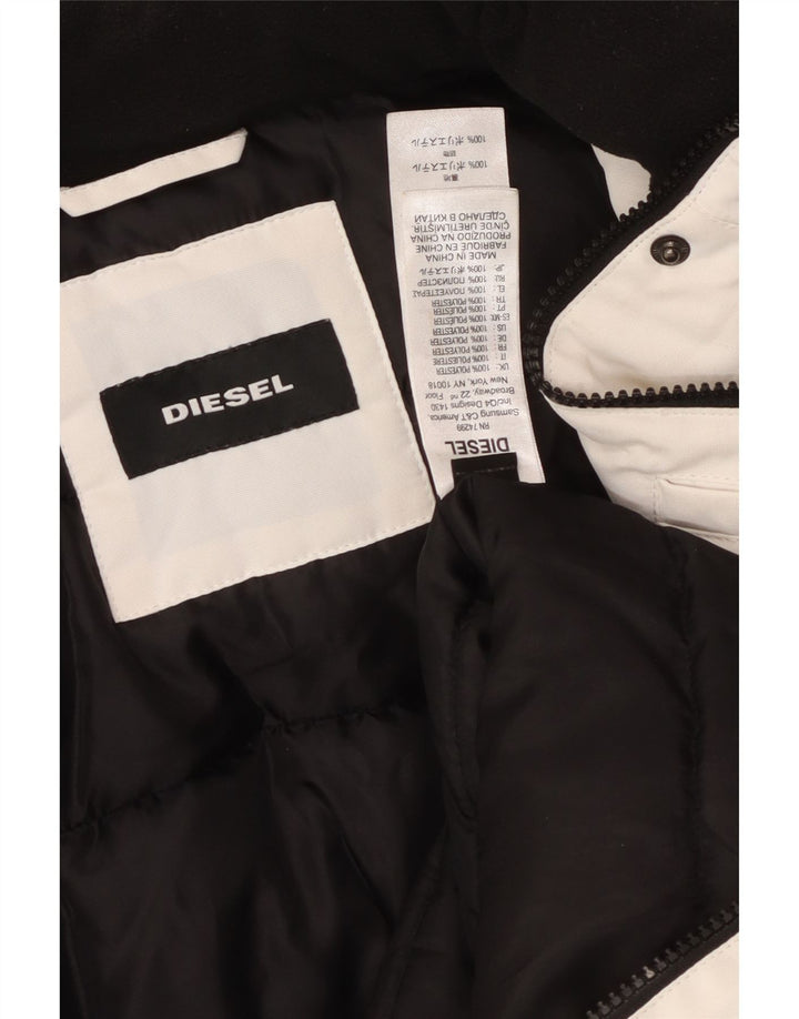 Diesel Chaqueta Parka Con Capucha Para Mujer UK 10 Small Poliéster Blanco
