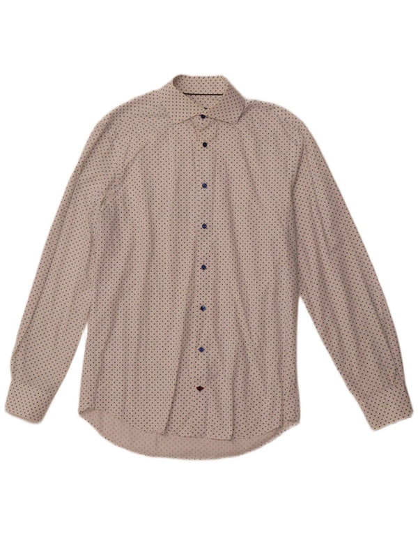 TOMMY HILFIGER Camisa a medida para hombre Talla 39 15 1/2 Mediana Blanca Geométrica