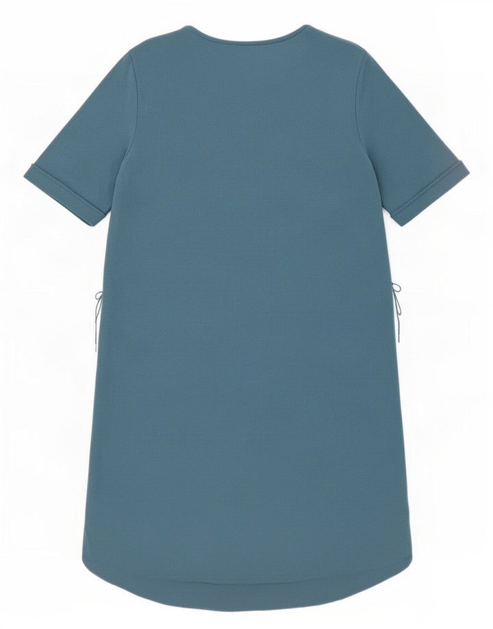 Zara Vestido recto de manga corta para mujer UK 44 Poliéster azul medio