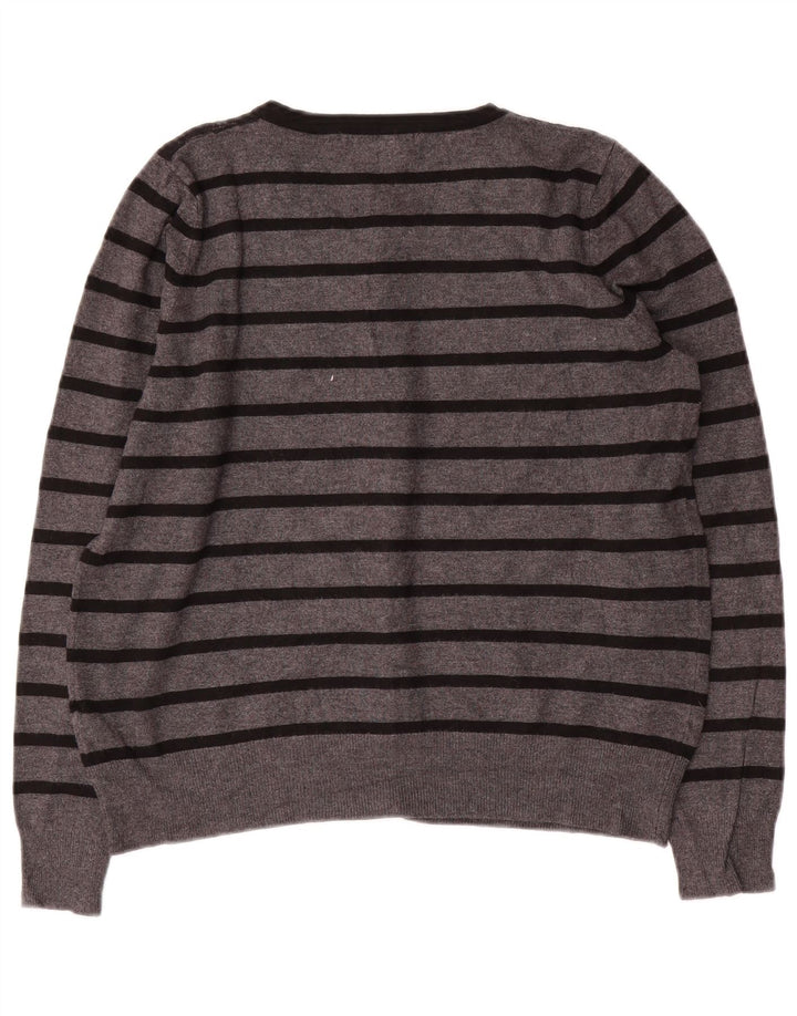 MARKS & SPENCER Suéter tipo cárdigan corto para mujer Reino Unido 44 Gris medio a rayas