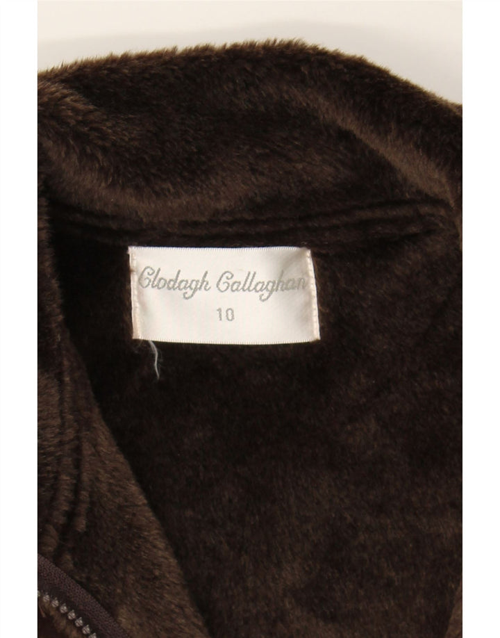 CLODAGH CALLAGHAN Womens Sherpa Gilet UK 10 Small  Brown Polyester Vintage Clodagh Callaghan and Second-Hand Clodagh Callaghan from Messina Hembry 