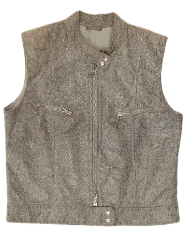 Chaleco De Piel Mujer Conbipel IT 44 Gris Medio Estampado Animal