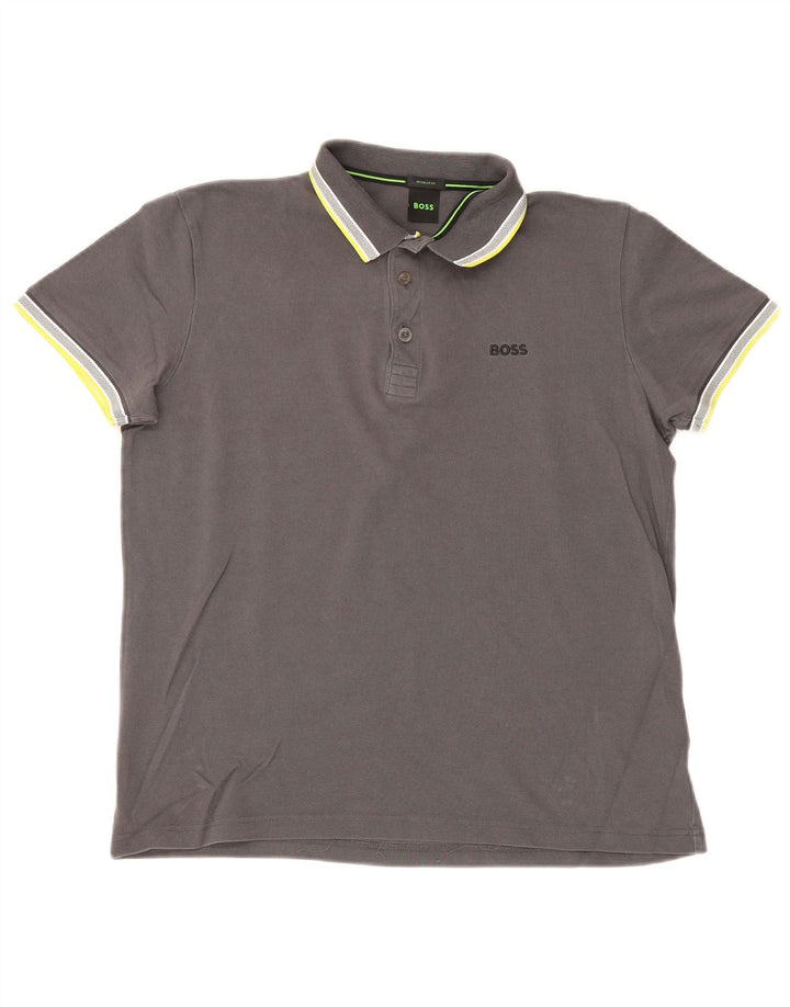 Polo Hugo Boss Hombre Regular Fit Algodón Gris Medio