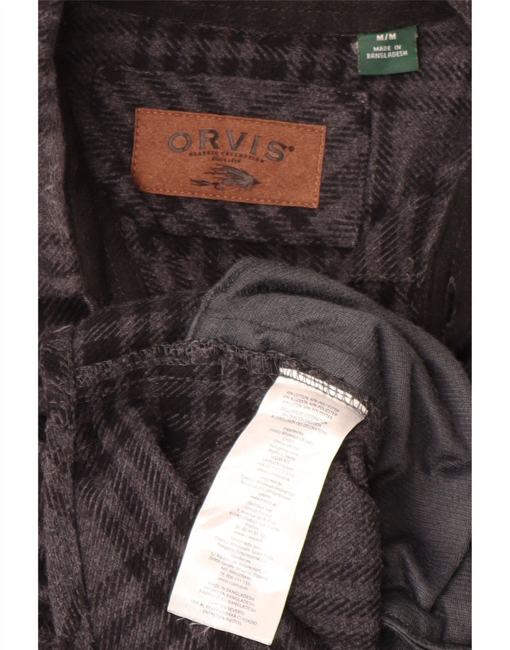 ORVIS Camisa de franela para hombre Algodón a cuadros gris medio