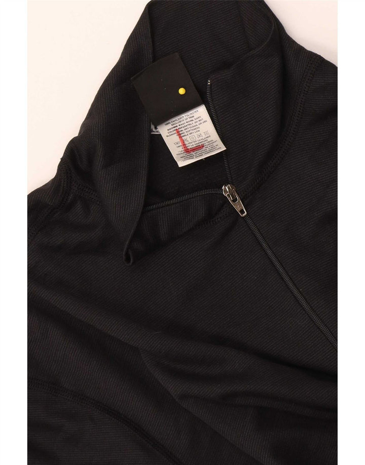 Patagonia Mujer Zip Neck Camiseta Top UK 40 Mediano Negro Poliéster