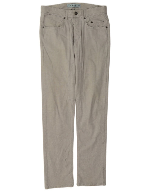 SIVIGLIA Pantalones casuales rectos para hombre W32 L32 Algodón gris