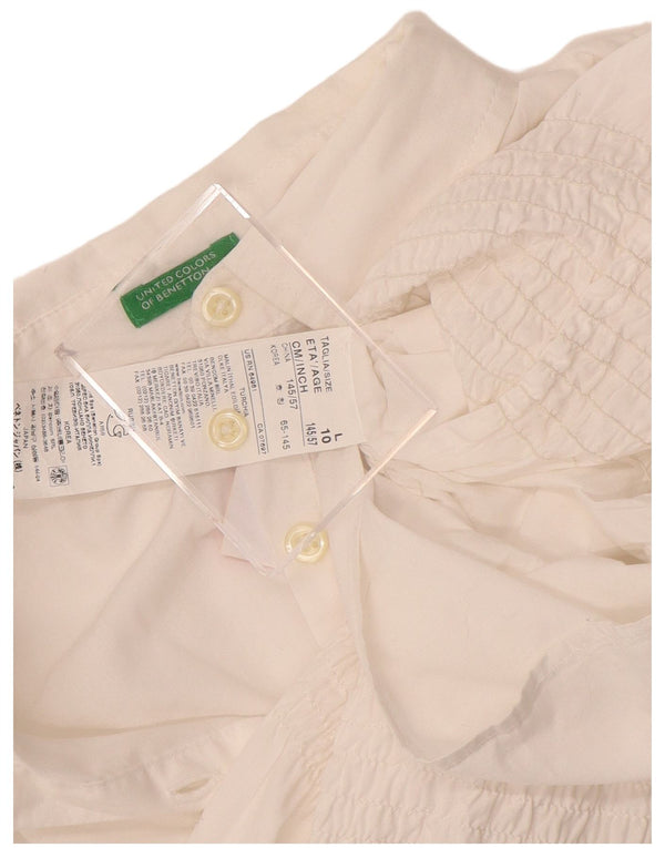 Benetton Blusa Camisa Niña 9-10 Años Grande Blanco Algodón
