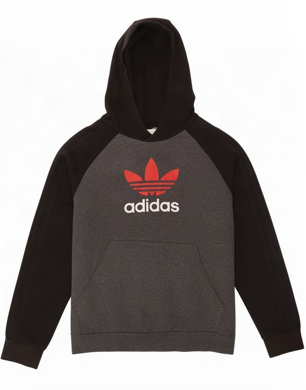Jersey con capucha y gráfico Adidas para niño 13-14 años Algodón gris con bloques de color