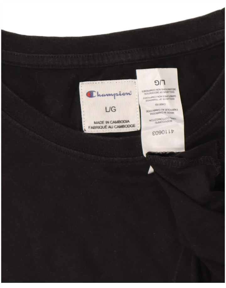 Champion Camiseta gráfica para mujer Top UK 46 Large Black Cotton