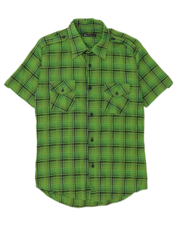 ZARA Mens Short Sleeve Shirt Large Green Check Cotton Vintage Zara and Second-Hand Zara from Messina Hembry 