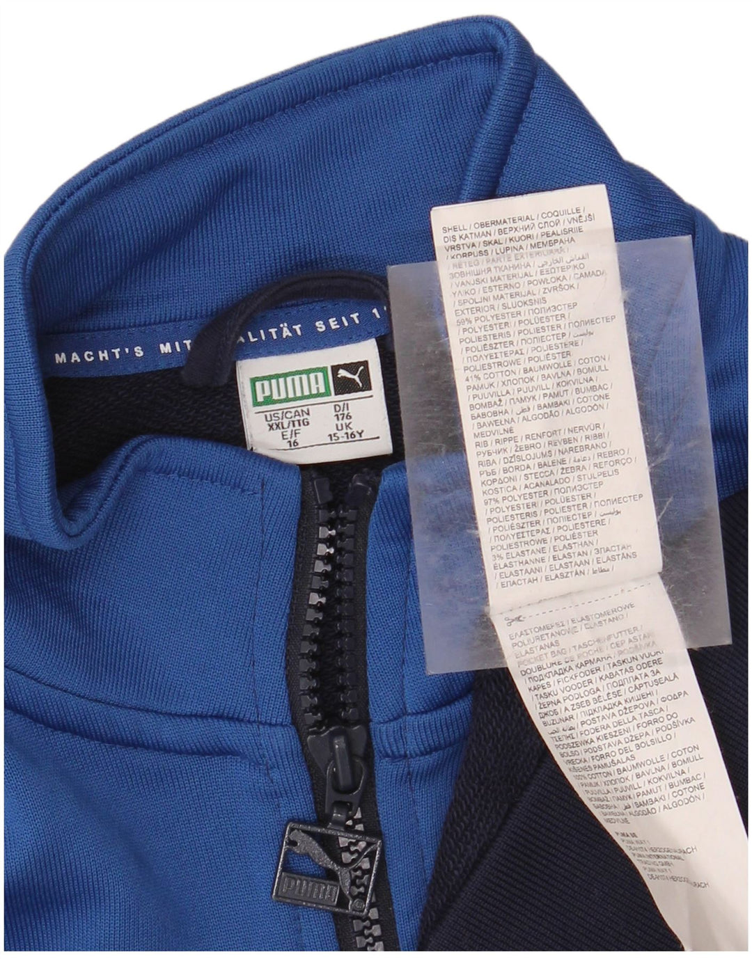 PUMA Chaqueta de chándal para niño 15-16 años Azul marino Poliéster color block