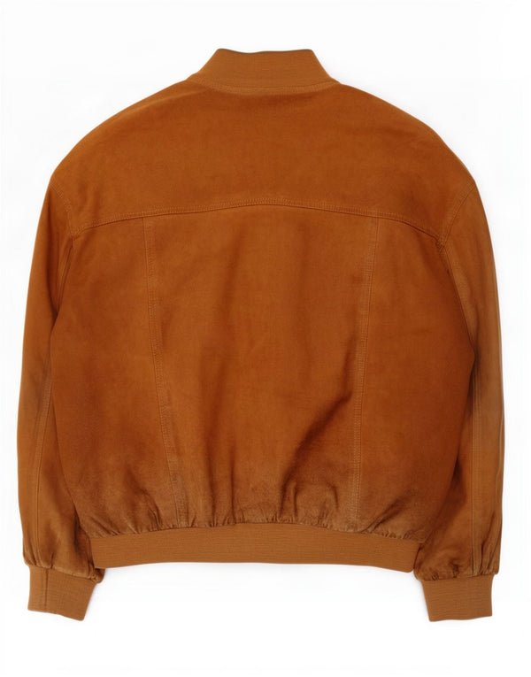 Vintage hombres ante bomber chaqueta IT 50 cuero marrón grande