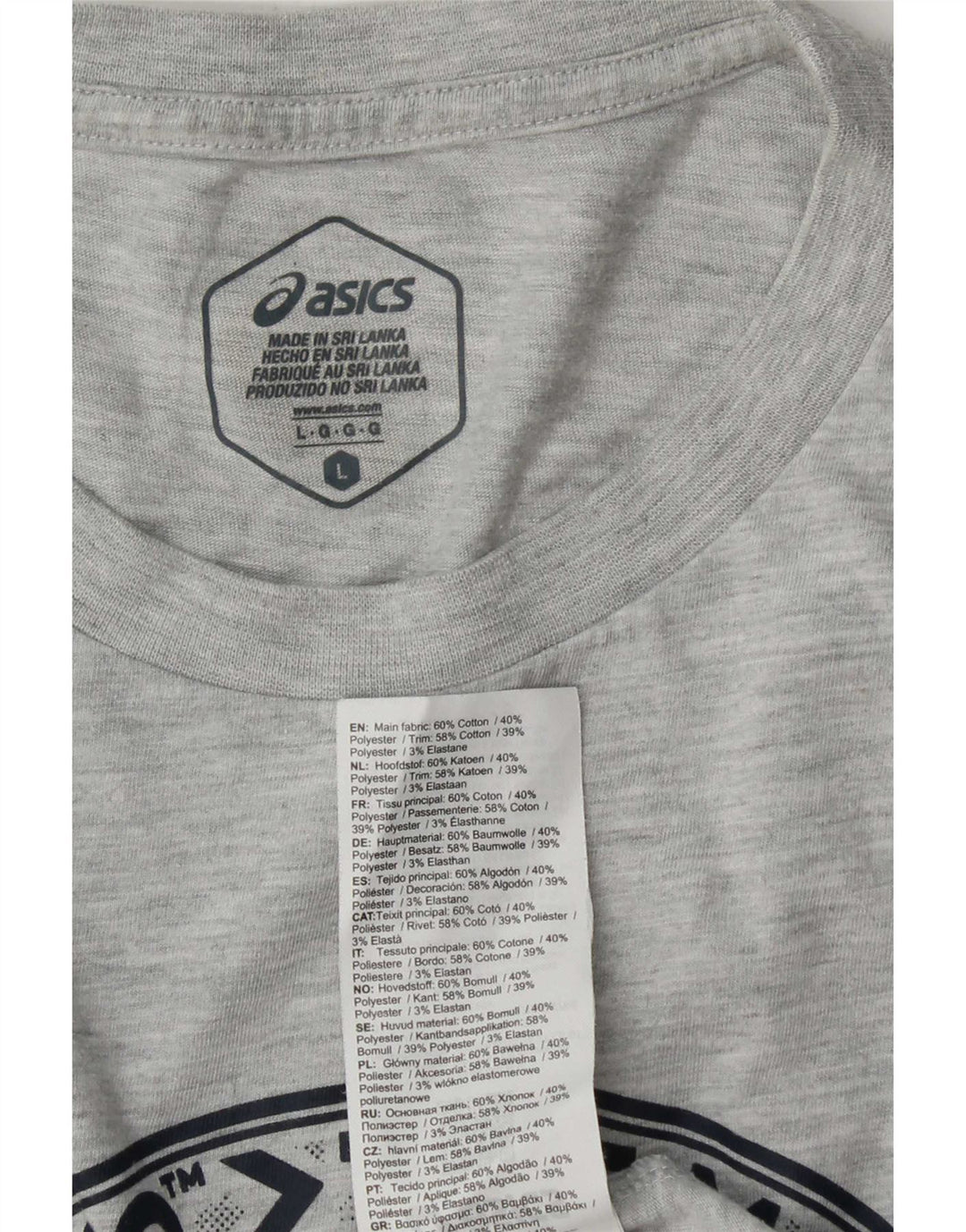 Asics - Camiseta gráfica para hombre, talla grande, algodón gris