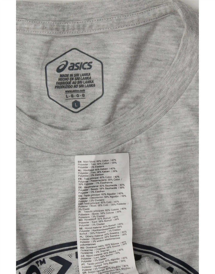 Asics - Camiseta gráfica para hombre, talla grande, algodón gris