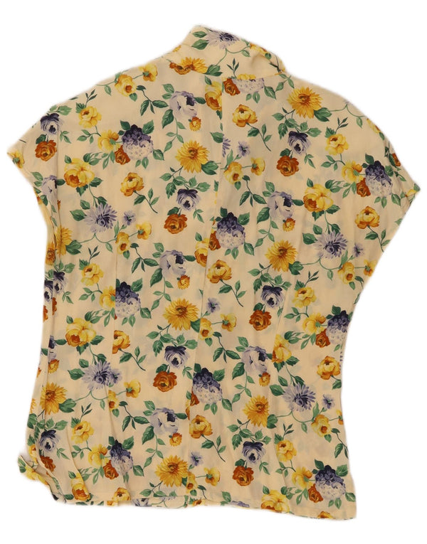 Luisa Spagnoli Blusa de manga corta para mujer UK 44 Medio Amarillo Floral