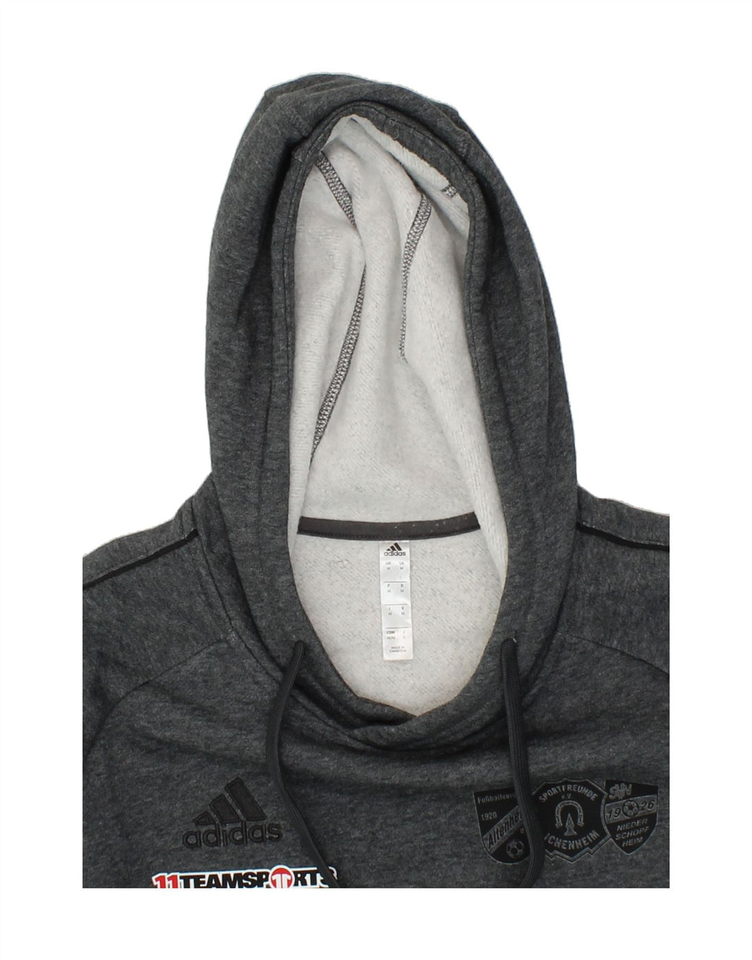 ADIDAS Mens Graphic Hoodie Jumper Medium Grey Cotton Vintage Adidas and Second-Hand Adidas from Messina Hembry 