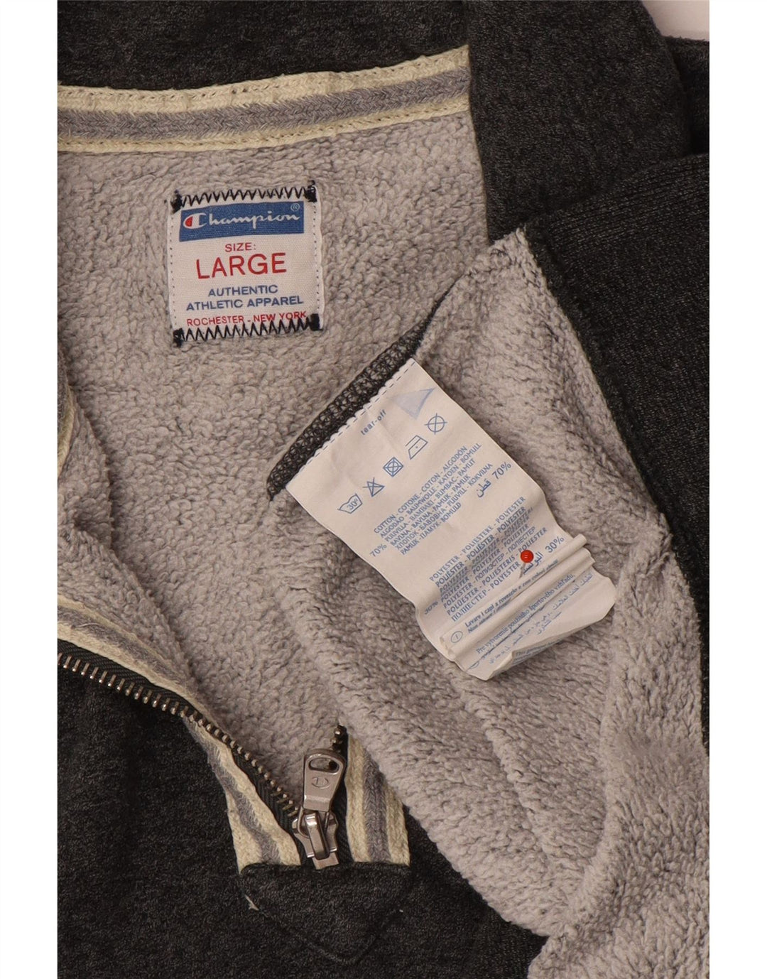 Champion Sudadera Con Cremallera Y Cuello Para Hombre Jersey Grande De Algodón Gris