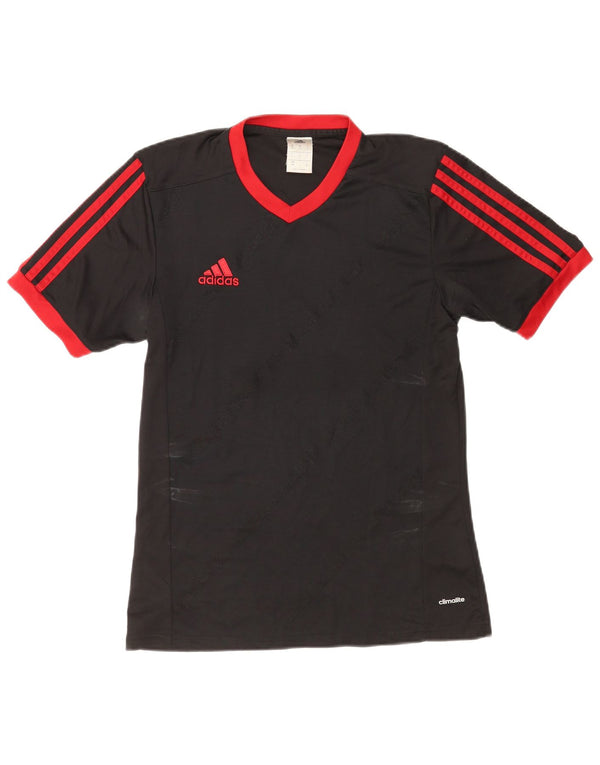 Adidas Mens Climalite Camiseta Top Pequeño Negro Rayas