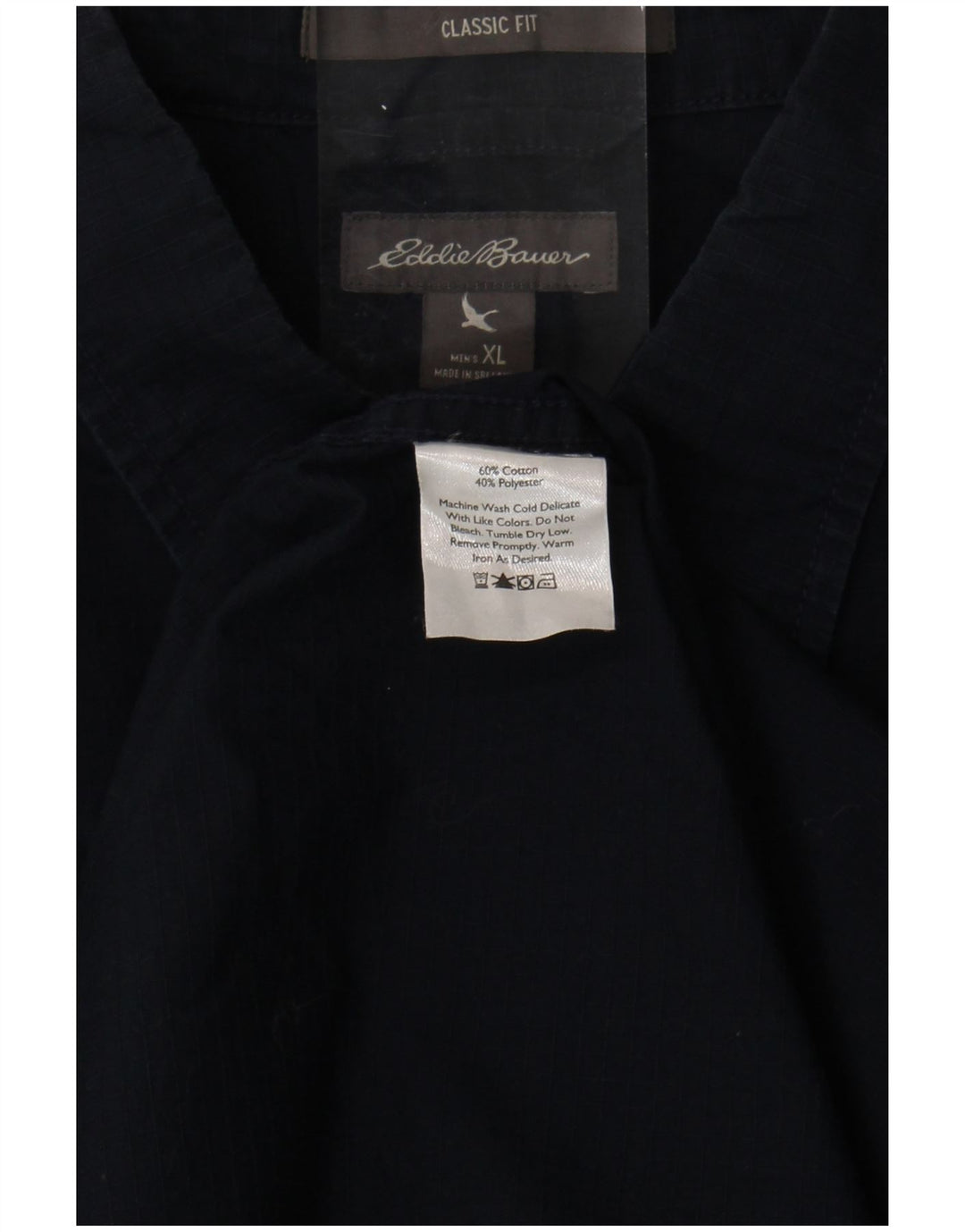 EDDIE BAUER Camisa de manga corta para hombre, corte clásico, XL, algodón azul marino