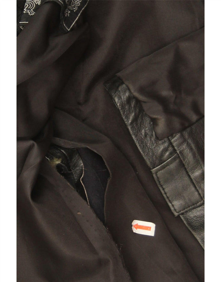 Vintage mujer chaqueta de cuero EU 42 cuero negro grande
