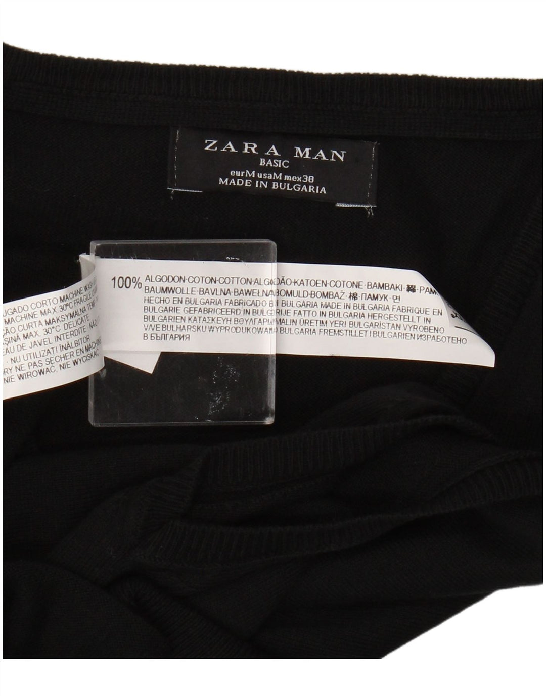 Zara Hombre Chaleco Tank Top Medium Negro Algodón