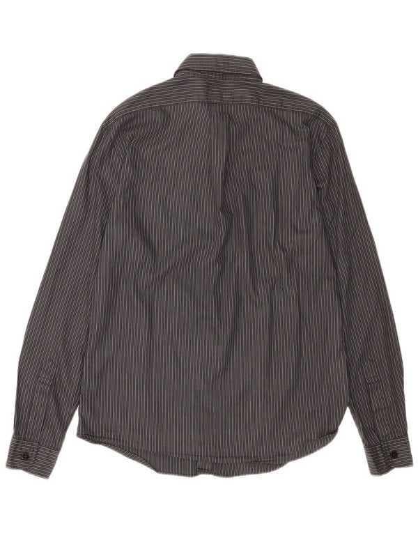 Camisa Armani Jeans Hombre Algodón Rayas Gris Medio