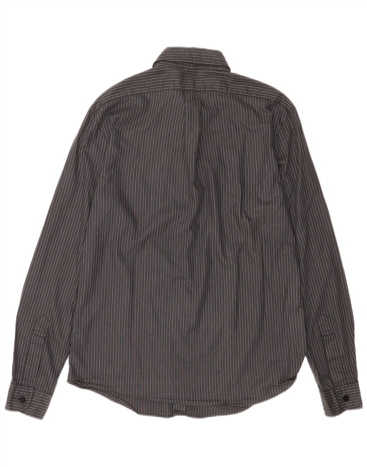 Camisa Armani Jeans Hombre Algodón Rayas Gris Medio